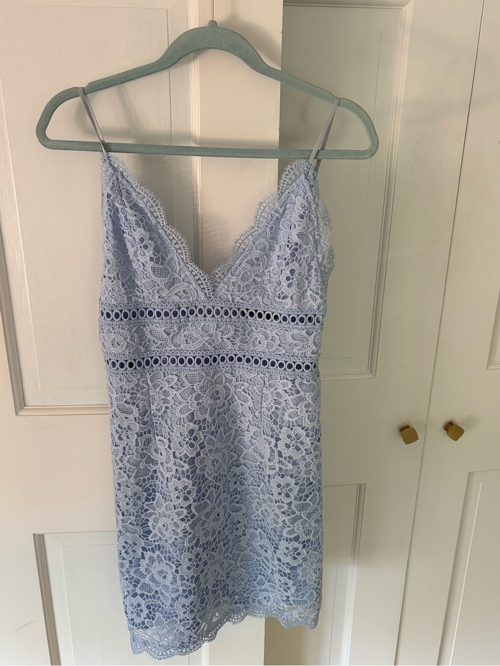 Forever 21 Light Blue Lace Spaghetti Strap Mini Dress